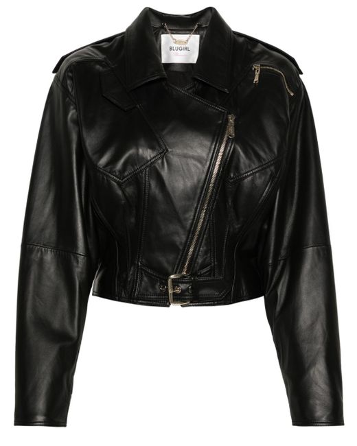 Blugirl rhinestone-embellished leather jacket