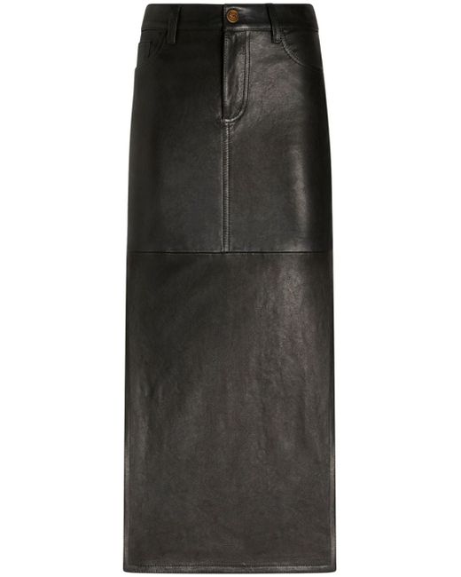 Etro leather midi skirt