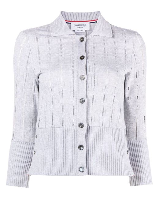 Thom Browne pointelle-knit cotton cardigan