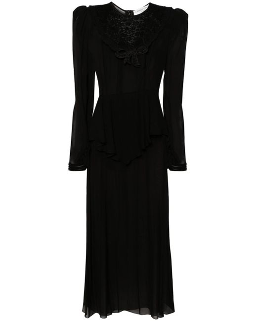 Alessandra Rich lace-jabot silk maxi dress