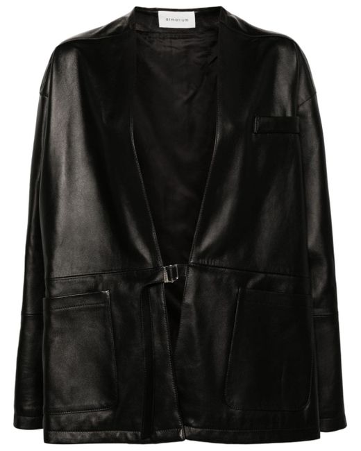 Armarium drop-shoulder leather jacket