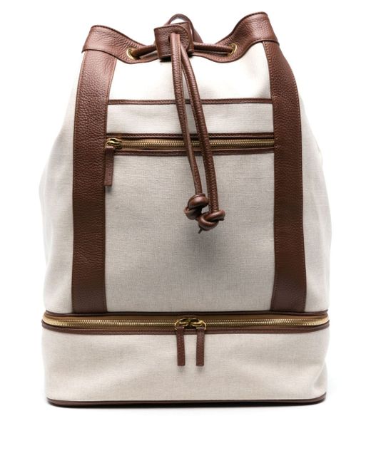 Eleventy leather-trim canvas backpack