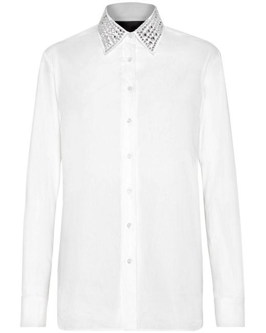 Philipp Plein crystal embellished-collar shirt