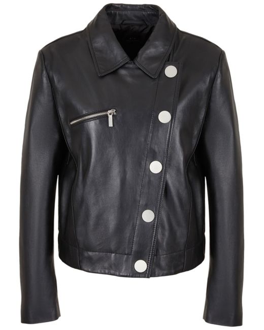 Armani Exchange off-centre fastening leather jacket