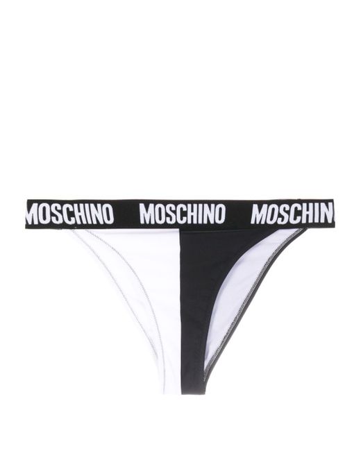 Moschino high-waisted logo-print bikini bottoms