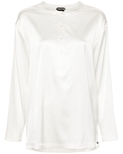 Tom Ford band-collar satin blouse