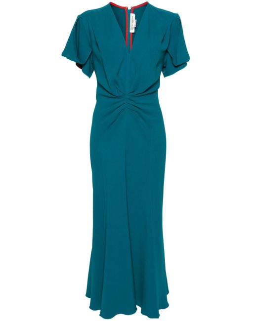 Victoria Beckham draping-detailed flared midi dress