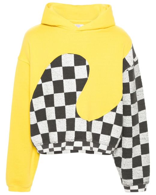 Erl check-pattern panelled hoodie