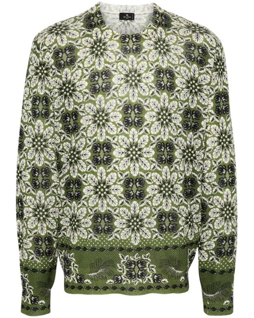 Etro floral-print fine jumper