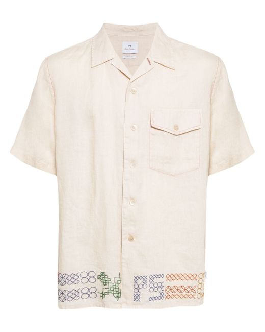 PS Paul Smith contrast-stitching linen shirt