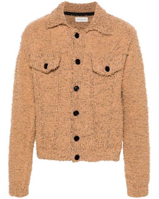 Dries Van Noten fleece-texture knitted shirt jacket