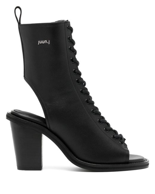 Juun.J 80mm open-toe leather boots