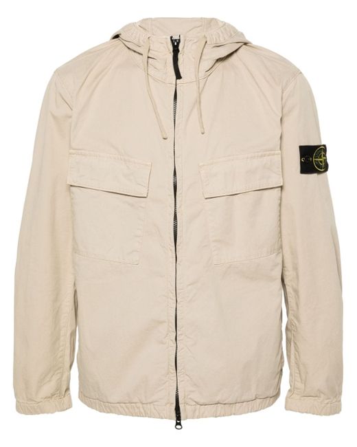 Stone Island twill cotton hooded jacket