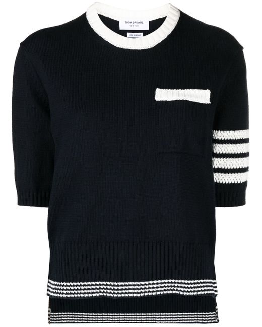 Thom Browne 4-Bar stripe pointelle T-shirt