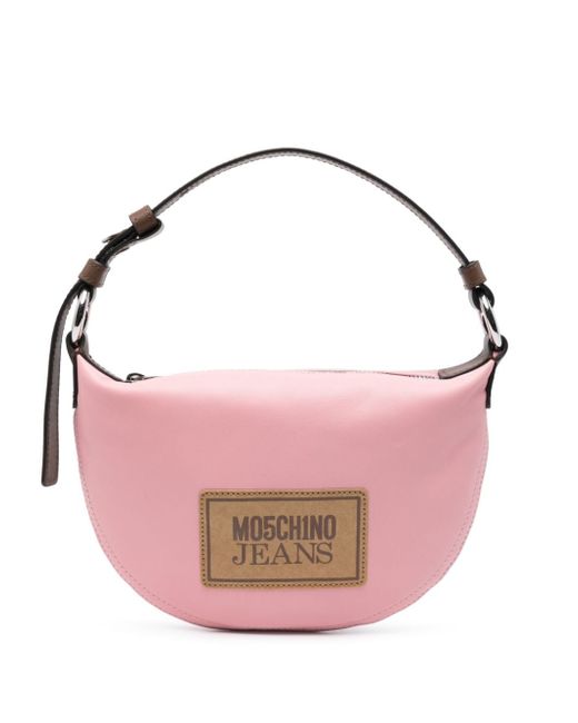 Moschino Jeans logo-patch leather shoulder bag