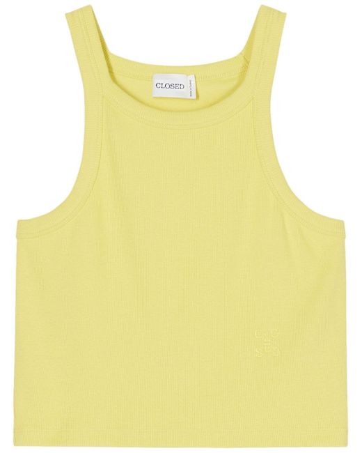 Closed ribbed cropped tank top