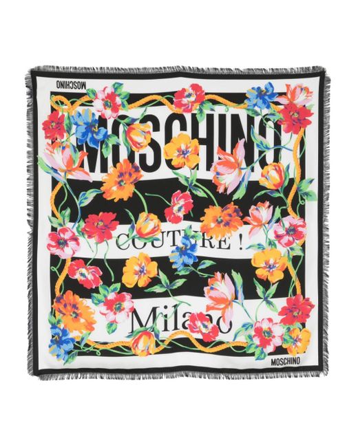 Moschino floral logo-print scarf