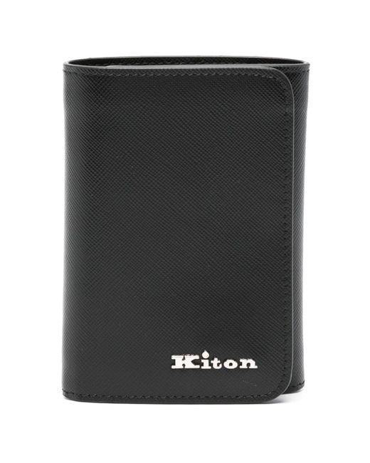 Kiton logo-print leather bi-fold wallet