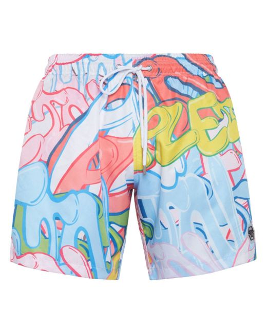 Philipp Plein Graffiti-print swim shorts