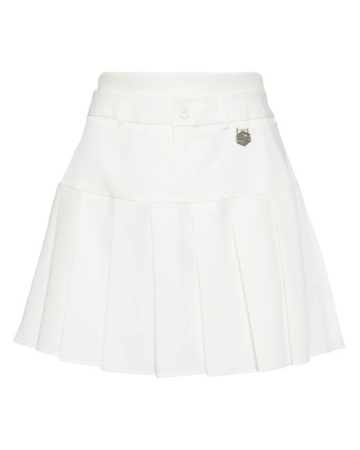 Chocoolate layered-waistband pleated miniskirt