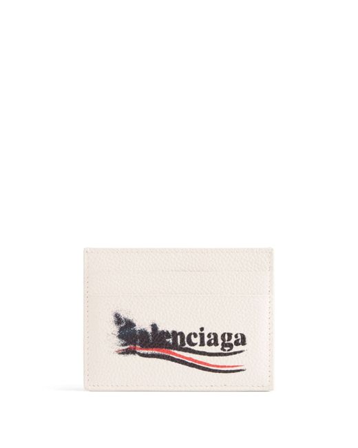 Balenciaga smudged logo-print leather cardholder