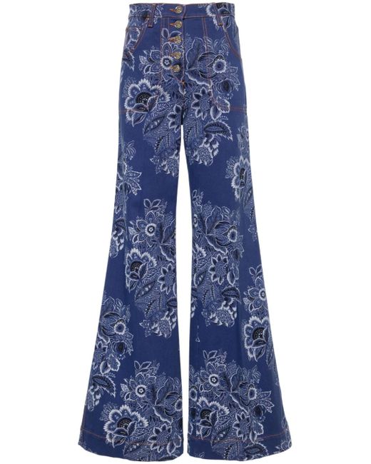 Etro Paisley-print high-rise flared jeans