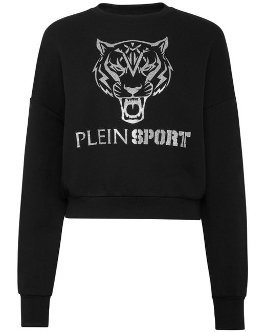 Plein Sport tiger-print cropped sweatshirt