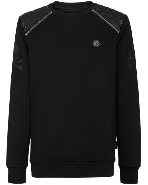 Philipp Plein logo-appliqué panelled sweatshirt