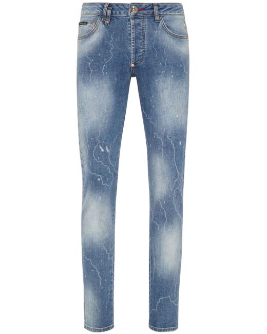 Philipp Plein paint-splatter straight-leg jeans