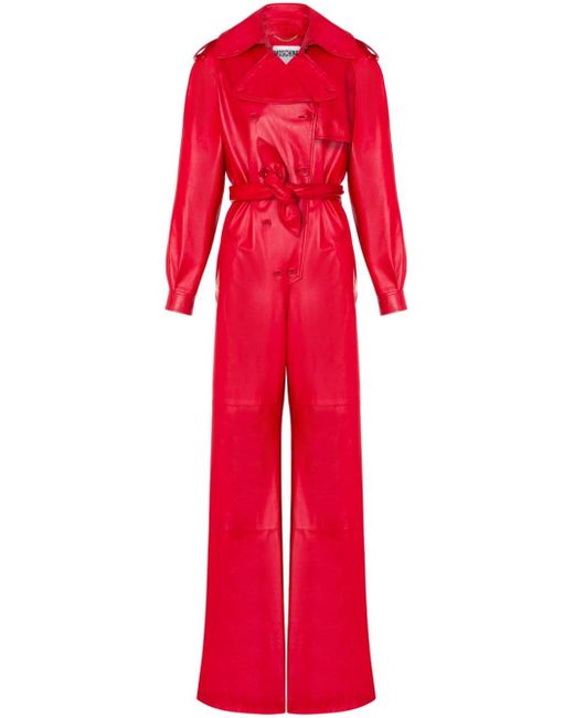Moschino nappa-leather double-breasted jumpsuit