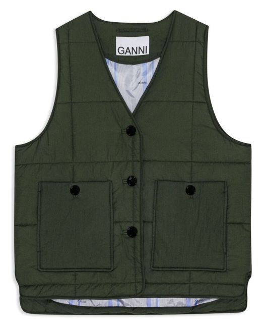 Ganni button-up quilted gilet