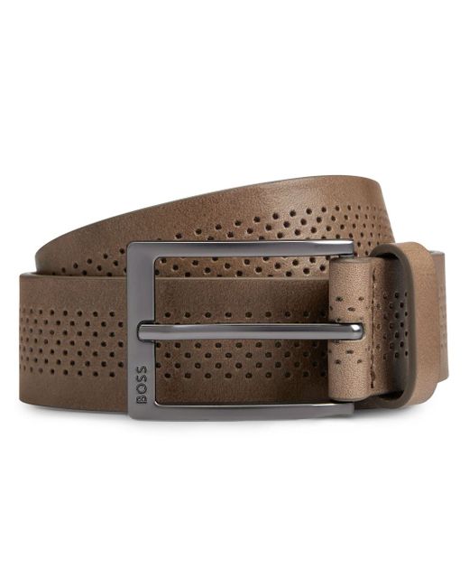 Boss perforated leather belt