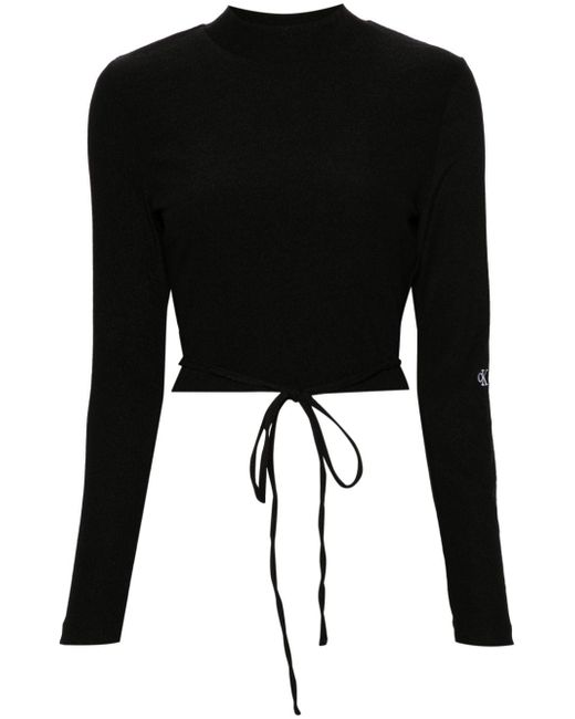 Calvin Klein Jeans mock-neck open-back blouse
