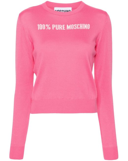 Moschino slogan intarsia-knit jumper