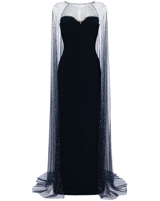 Jenny Packham Cordelia rhinestone-embellished cape gown
