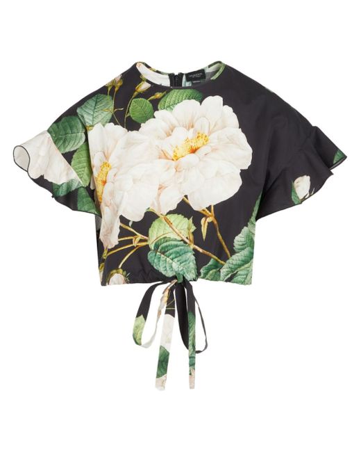 Giambattista Valli Giant Bloom cropped blouse