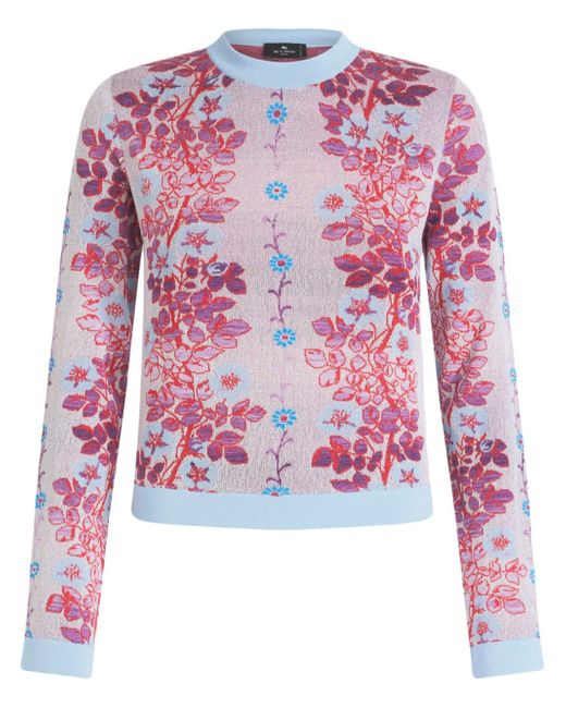 Etro floral-jacquard crew-neck blouse
