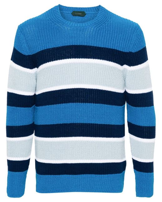 Zanone striped ribbed-knit jumper