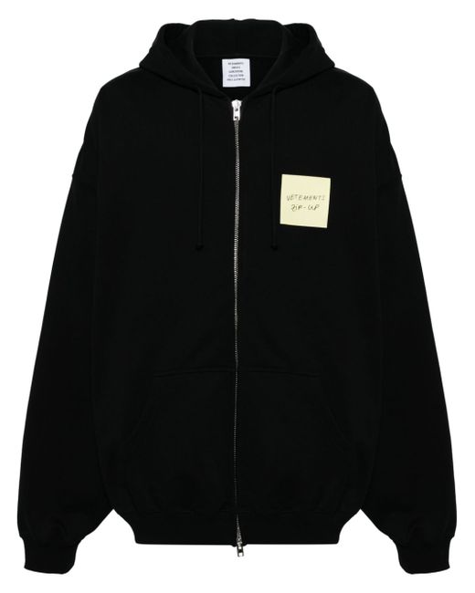 Vetements logo-patch zip-up hoodie