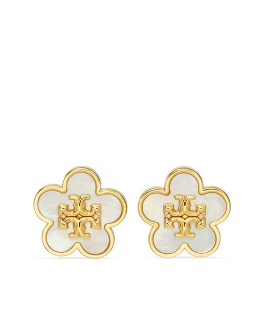 Tory Burch Kira Flower plated stud earrings