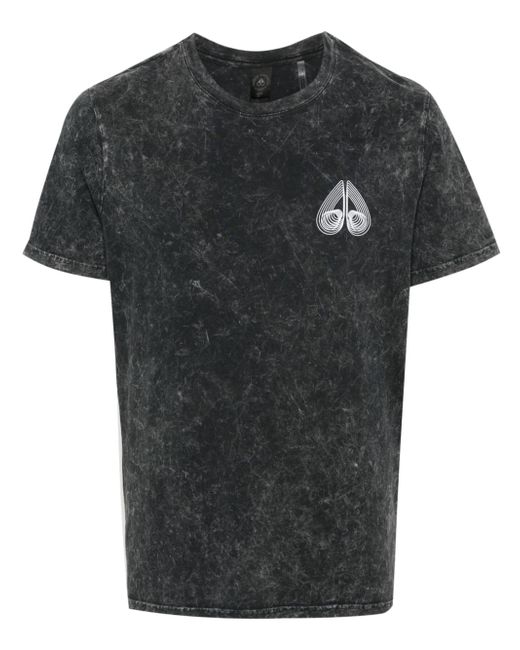 Moose Knuckles logo-printed bleach-effect T-shirt