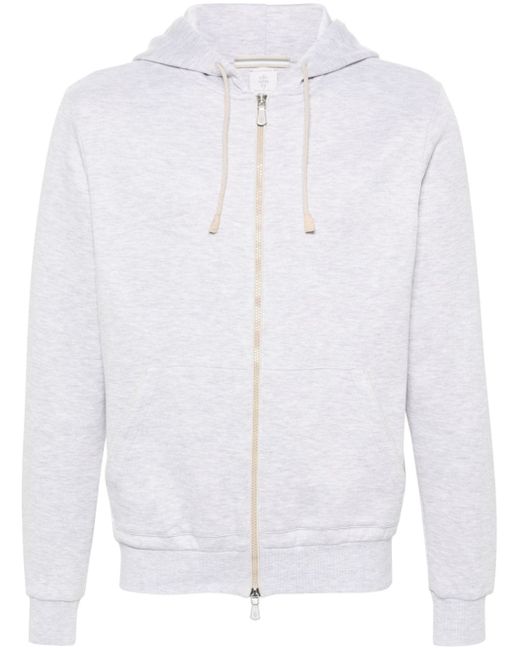 Eleventy mélange cotton zipped hoodie