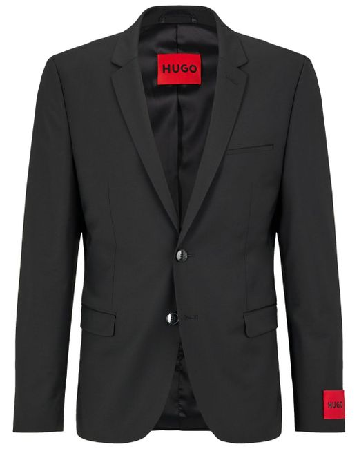Hugo Boss logo-patch notched-lapels blazer