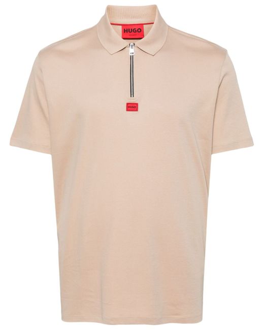 Hugo Boss logo-patch zip-front polo shirt