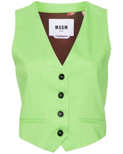Msgm cropped textured waistcoat