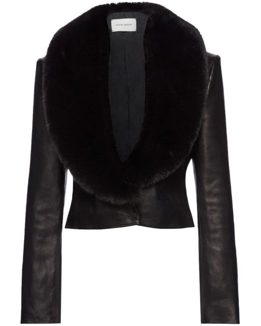 Magda Butrym faux fur-trimmed leather jacket