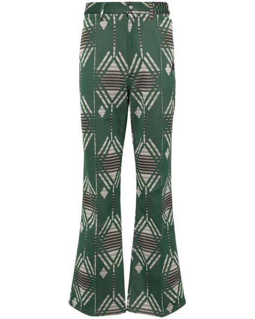 Needles geometric-print flared trousers