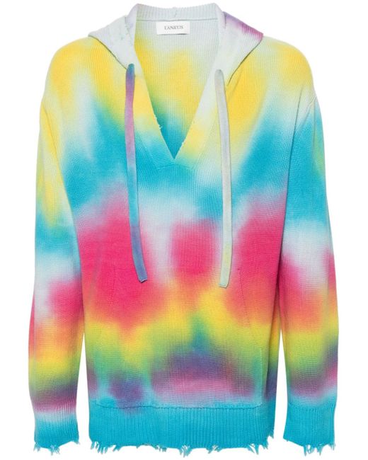 Laneus tie-dye distressed hoodie
