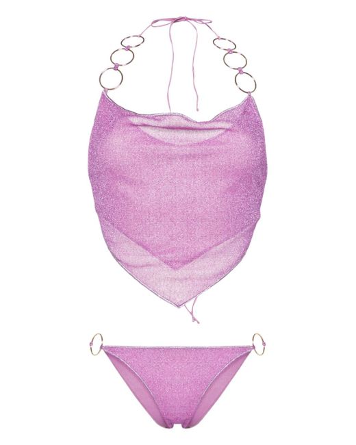 Oséree lurex ring-detailed bikini