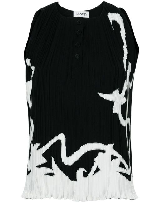 Lanvin abstract-print pleated blouse